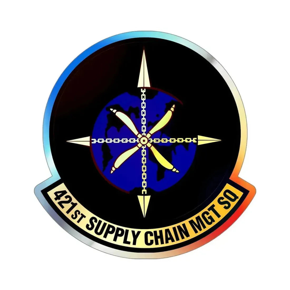 421st Supply Chain Management Squadron (U.S. Air Force) Holographic STICKER Die-Cut Vinyl Decal 4 Inch Holographic - The Sticker Space