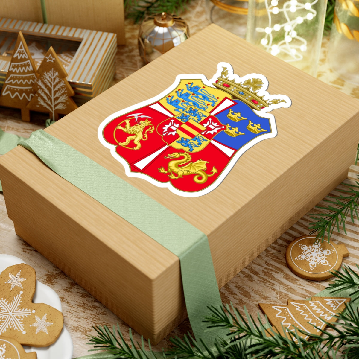 Armoiries Kristian I de Danmark 1426-1481 (Denmark) (Coat of Arms) STICKER Vinyl Kiss-Cut Decal