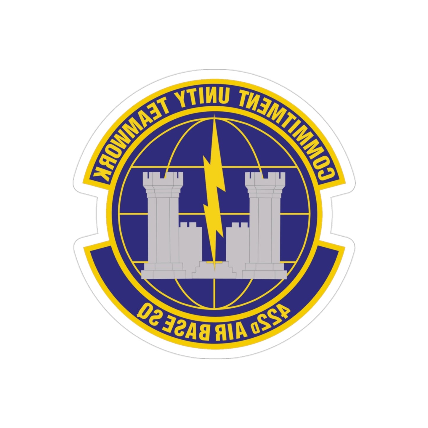 422d Air Base Squadron (U.S. Air Force) REVERSE PRINT Transparent STICKER-3" × 3"-The Sticker Space