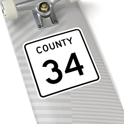 County 34 square (Minnesota) (Road Sign) STICKER Vinyl Kiss-Cut Decal