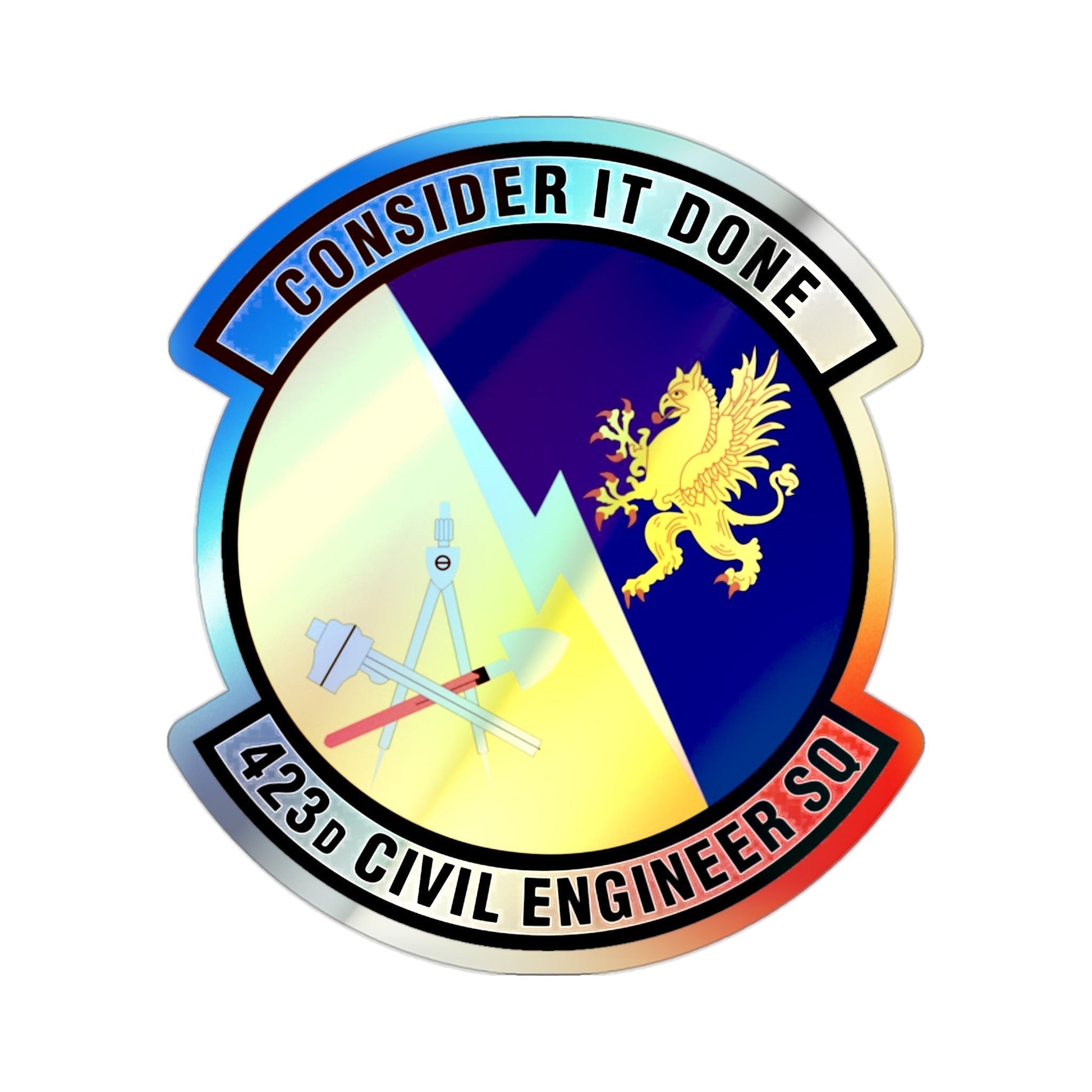 423d Civil Engineer Squadron (U.S. Air Force) Holographic STICKER Die-Cut Vinyl Decal-2 Inch-The Sticker Space