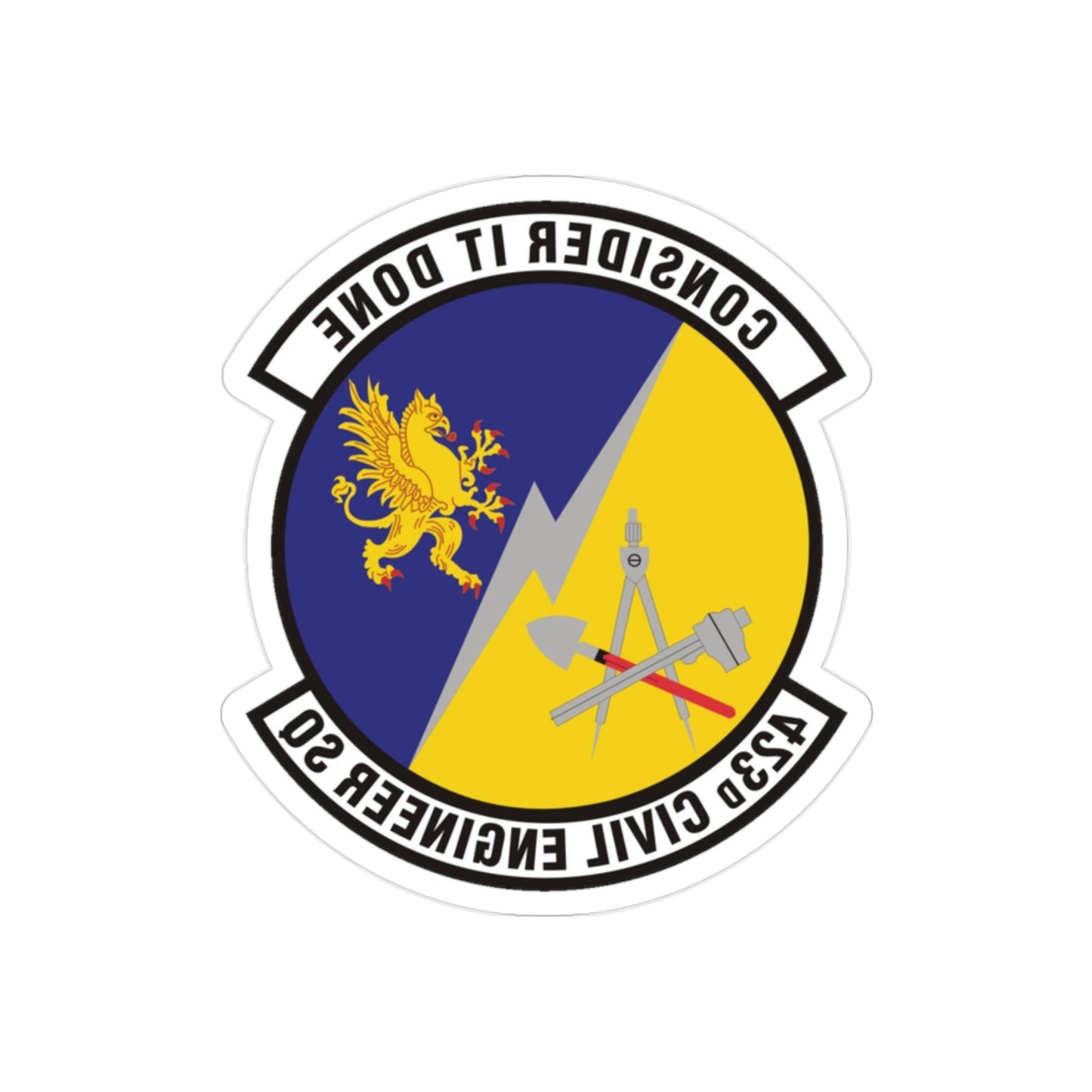 423d Civil Engineer Squadron (U.S. Air Force) REVERSE PRINT Transparent STICKER-2" × 2"-The Sticker Space