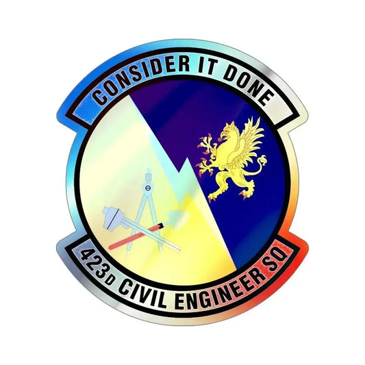 423d Civil Engineer Squadron (U.S. Air Force) Holographic STICKER Die-Cut Vinyl Decal 6 Inch Holographic - The Sticker Space