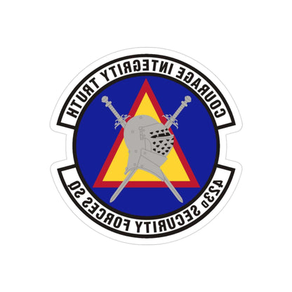 423d Security Forces Squadron (U.S. Air Force) REVERSE PRINT Transparent STICKER-3" × 3"-The Sticker Space