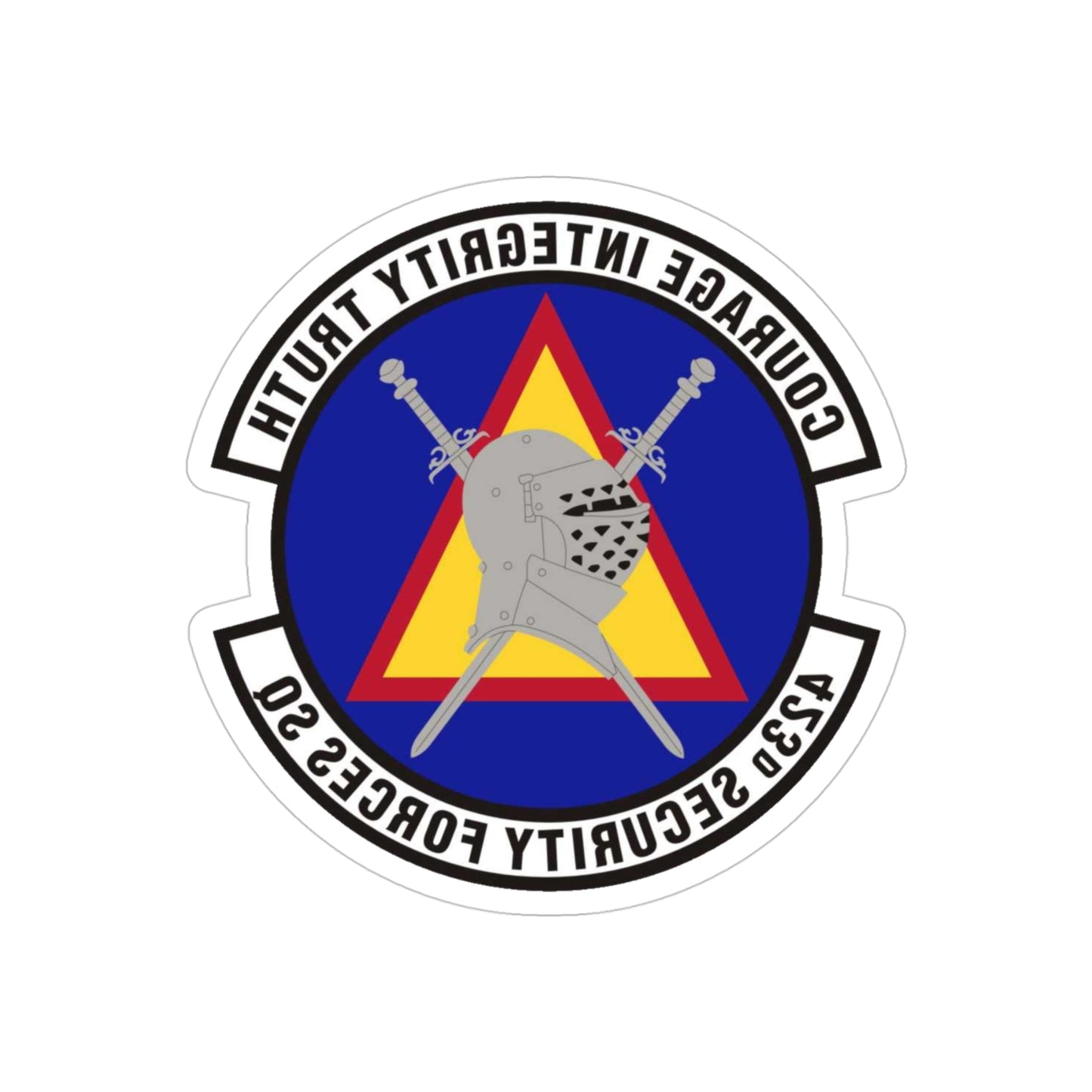 423d Security Forces Squadron (U.S. Air Force) REVERSE PRINT Transparent STICKER-4" × 4"-The Sticker Space