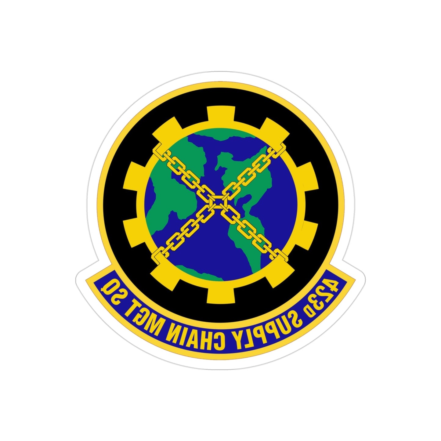 423d Supply Chain Management Squadron (U.S. Air Force) REVERSE PRINT Transparent STICKER-3" × 3"-The Sticker Space