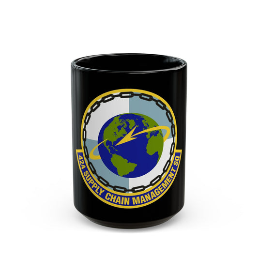 424th Supply Chain Management Squadron (U.S. Air Force) Black Coffee Mug-15oz-The Sticker Space