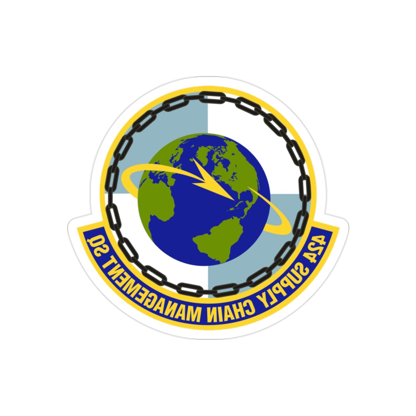 424th Supply Chain Management Squadron (U.S. Air Force) REVERSE PRINT Transparent STICKER-2" × 2"-The Sticker Space