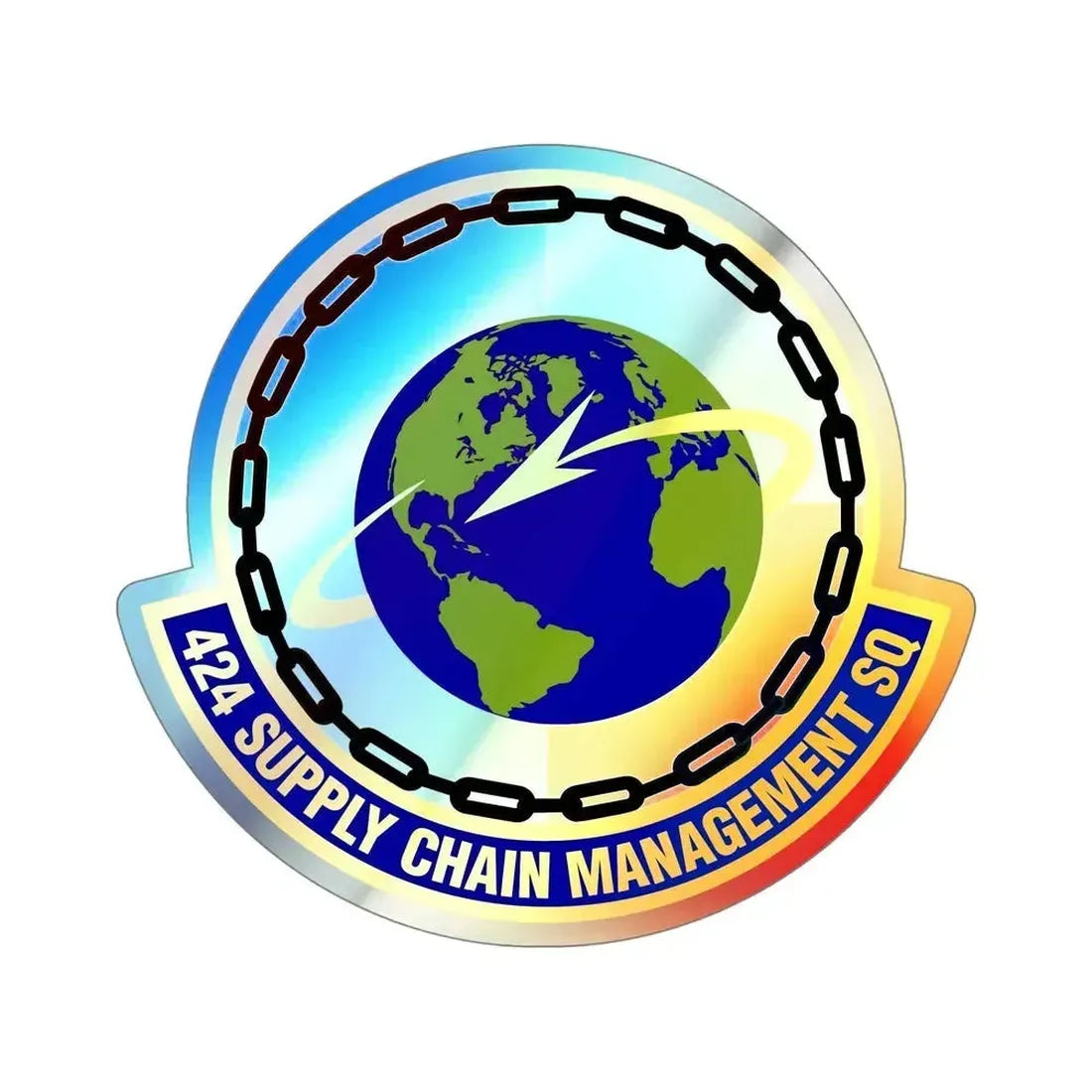 424th Supply Chain Management Squadron (U.S. Air Force) Holographic STICKER Die-Cut Vinyl Decal 5 Inch Holographic - The Sticker Space