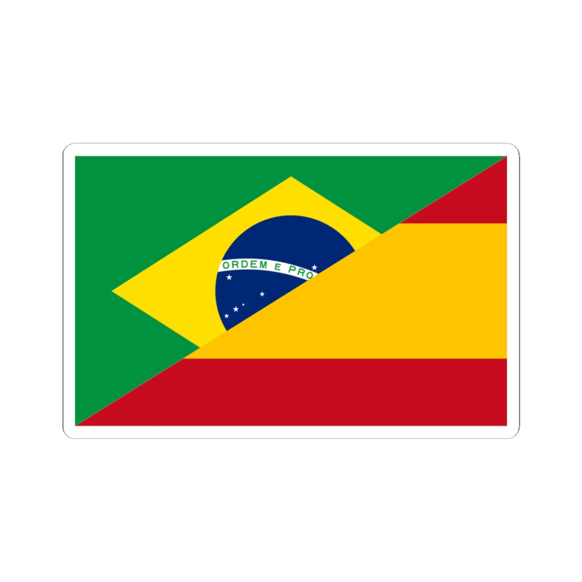 Flag of Brazil and Spain (Spain) STICKER Vinyl Kiss-Cut Decal