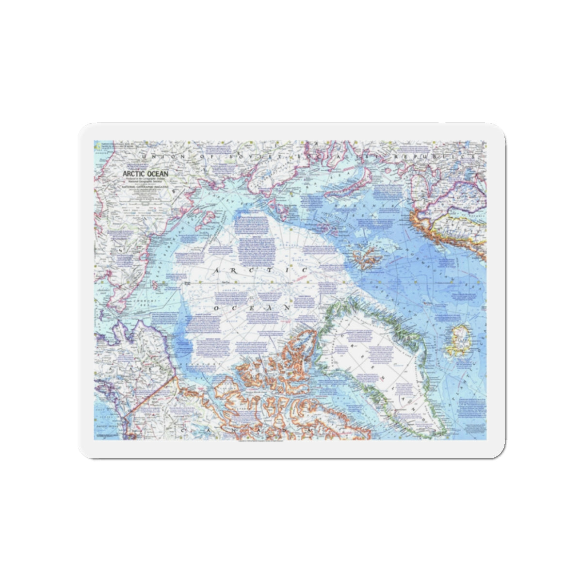 Arctic Ocean (1971) (Map) Refrigerator Magnet-2" x 2"-Die-Cut-1 pc-The Sticker Space