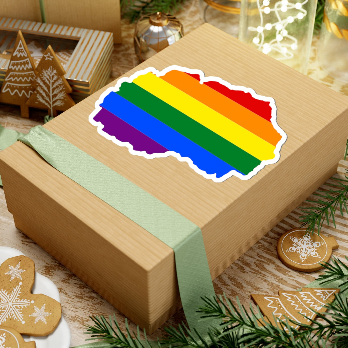 LGBT flag map of North Macedonia (North Macedonia) STICKER Vinyl Kiss-Cut Decal