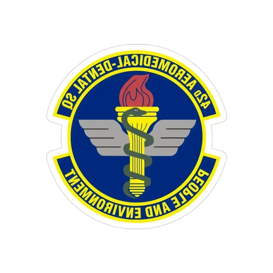 42d Aeromedical Dental Squadron (U.S. Air Force) REVERSE PRINT Transparent Die-Cut STICKER 3 Inch Die-Cut Transparent - The Sticker Space