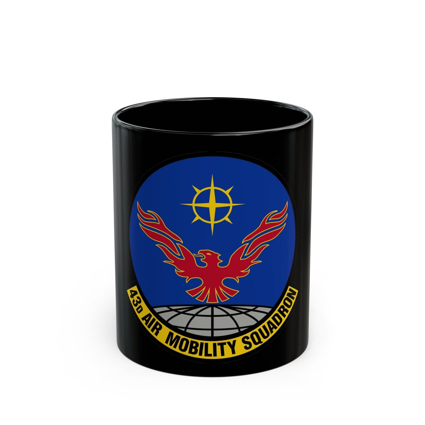 43 Air Mobility Squadron AMC (U.S. Air Force) Black Coffee Mug-11oz-The Sticker Space