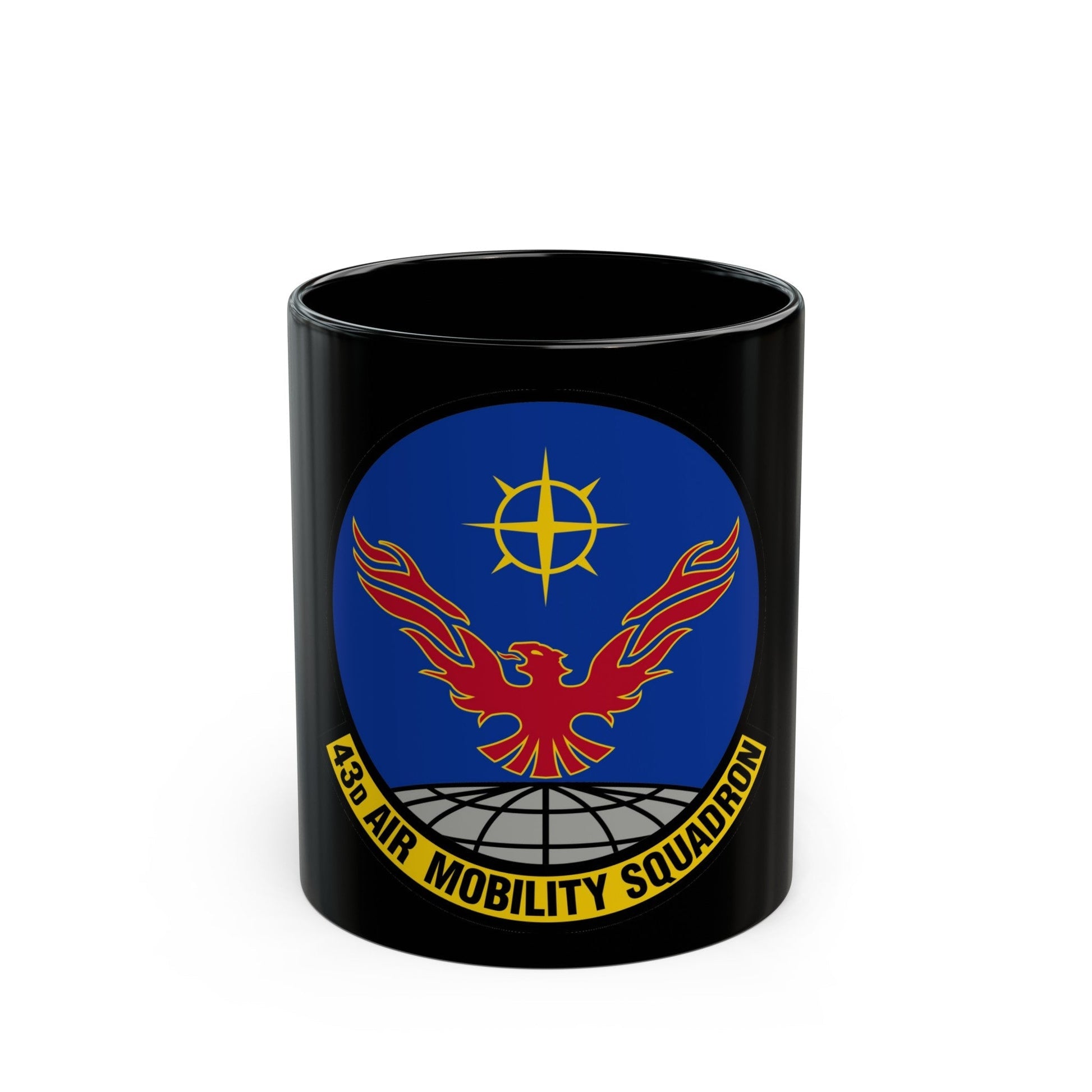 43 Air Mobility Squadron AMC (U.S. Air Force) Black Coffee Mug-11oz-The Sticker Space