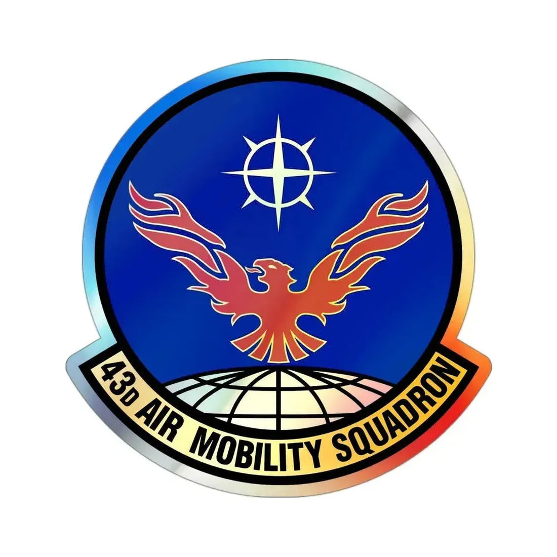 43 Air Mobility Squadron AMC (U.S. Air Force) Holographic STICKER Die-Cut Vinyl Decal 3 Inch Holographic - The Sticker Space