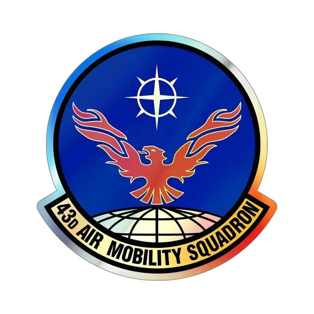 43 Air Mobility Squadron AMC (U.S. Air Force) Holographic STICKER Die-Cut Vinyl Decal 6 Inch Holographic - The Sticker Space