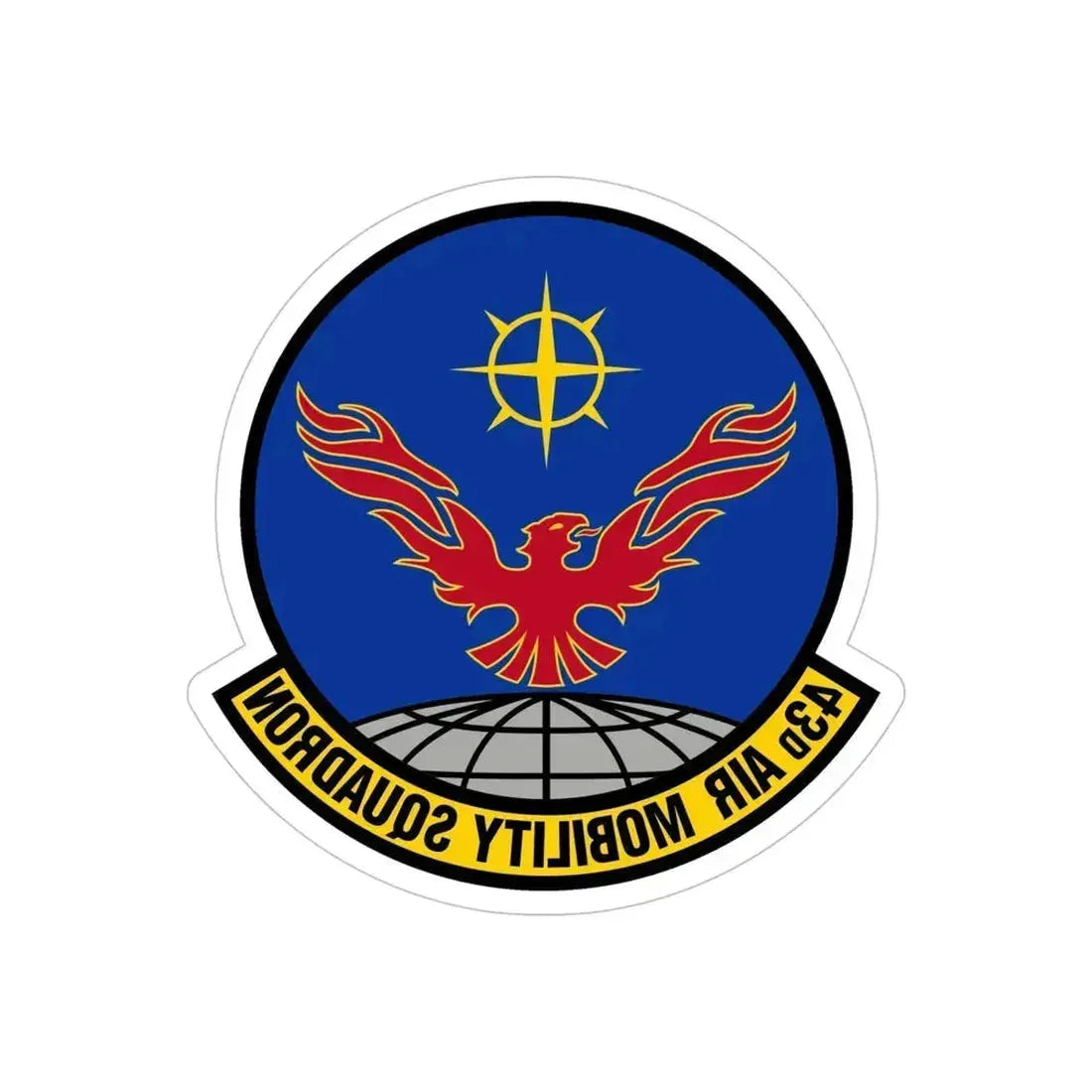 43 Air Mobility Squadron AMC (U.S. Air Force) REVERSE PRINT Transparent Die-Cut STICKER 5 Inch Die-Cut Transparent - The Sticker Space