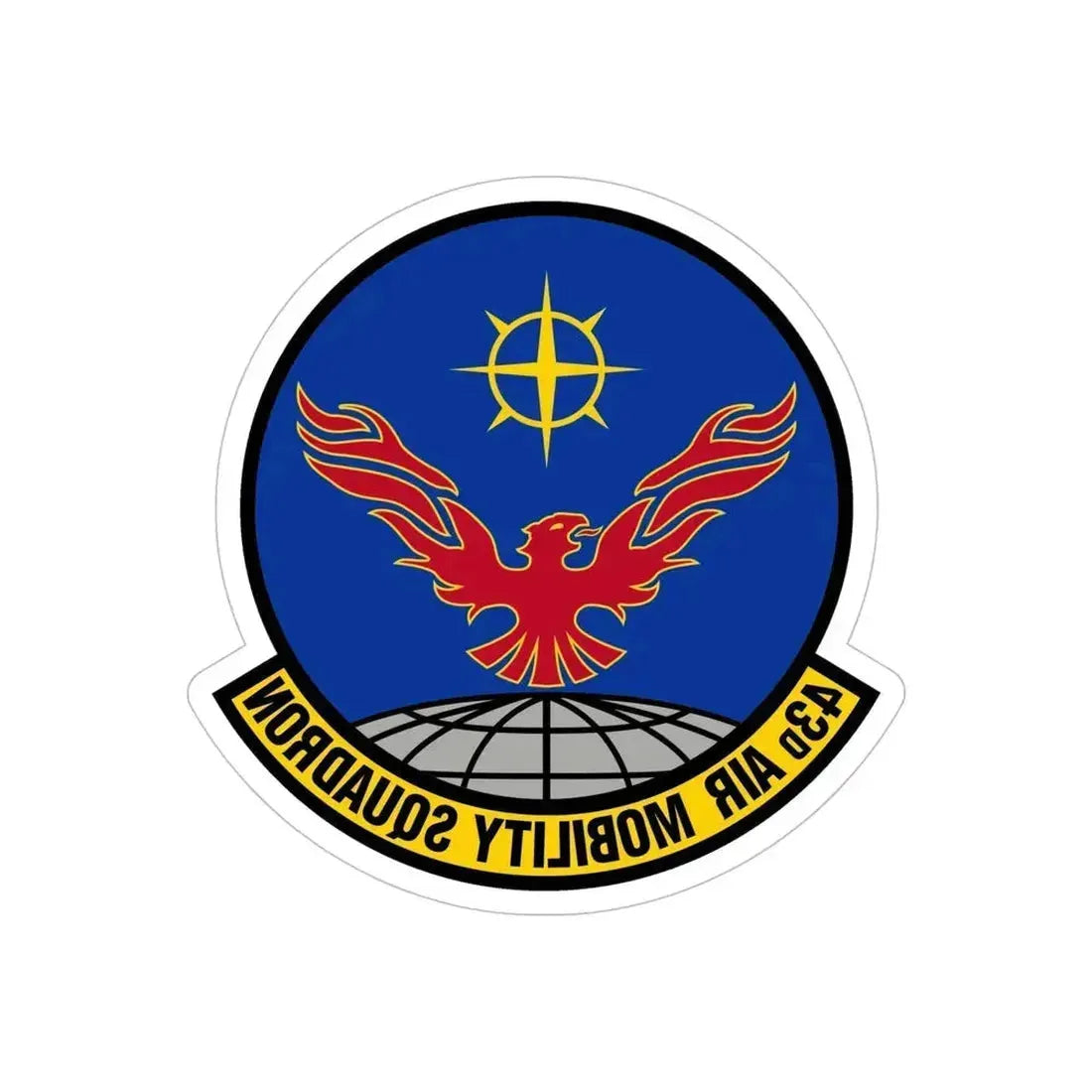 43 Air Mobility Squadron AMC (U.S. Air Force) REVERSE PRINT Transparent Die-Cut STICKER 6 Inch Die-Cut Transparent - The Sticker Space