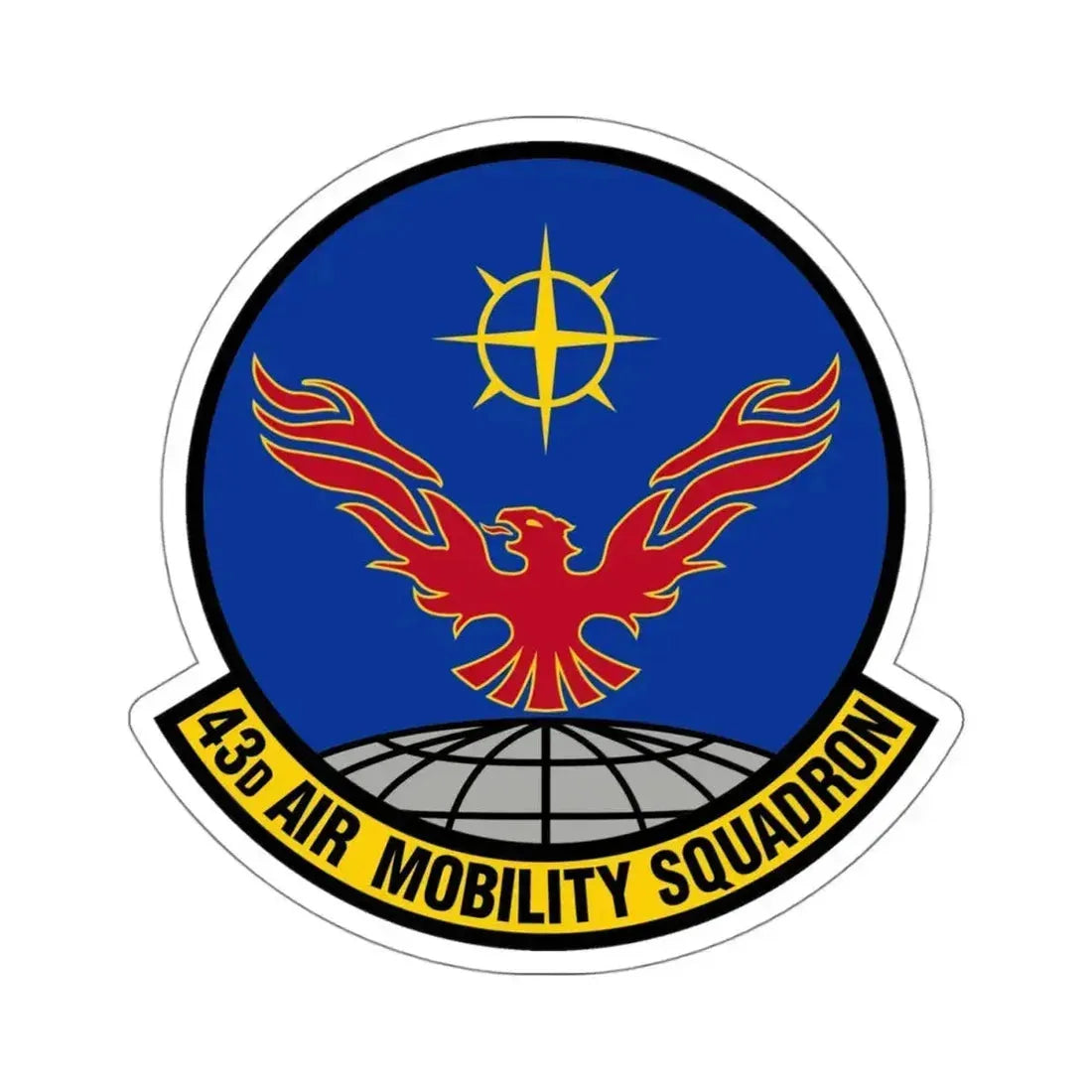 43 Air Mobility Squadron AMC (U.S. Air Force) STICKER Vinyl Kiss-Cut Decal 4 Inch White - The Sticker Space