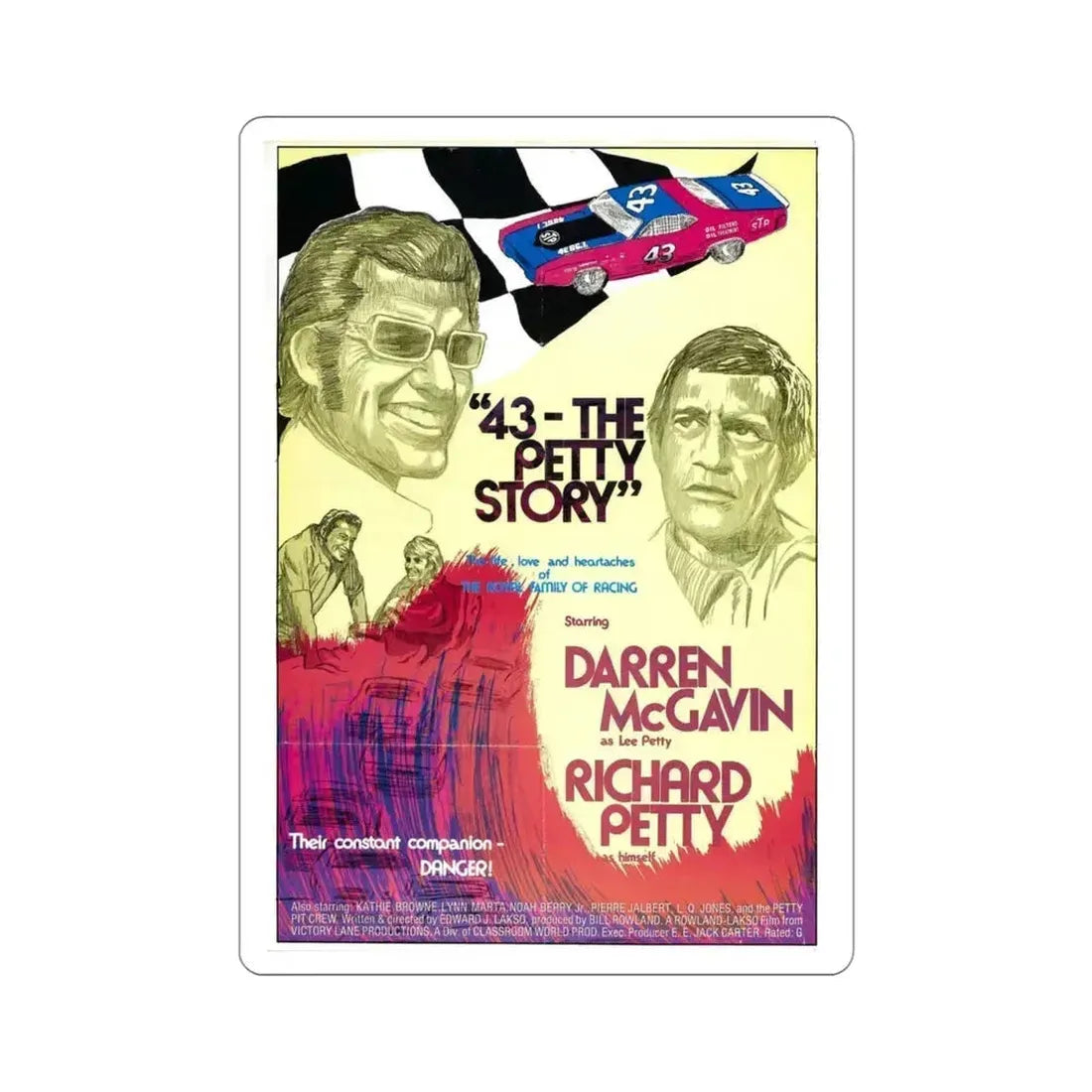 43 The Richard Petty Story 1974 Movie Poster STICKER Vinyl Die-Cut Decal 4 Inch - The Sticker Space