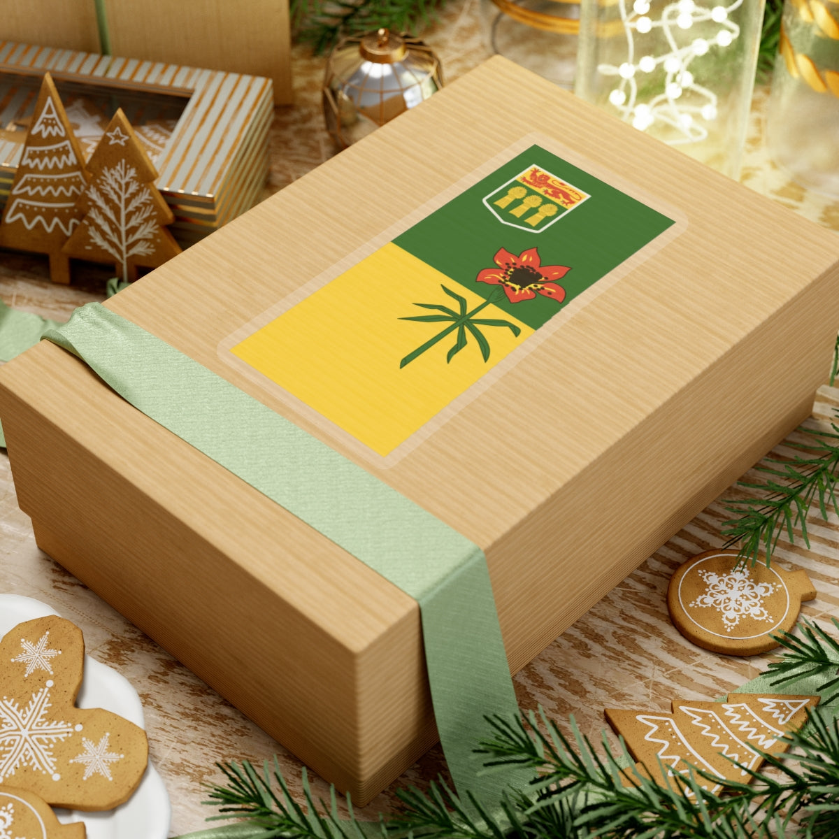 Flag-map of Saskatchewan (Canada) STICKER Vinyl Kiss-Cut Decal