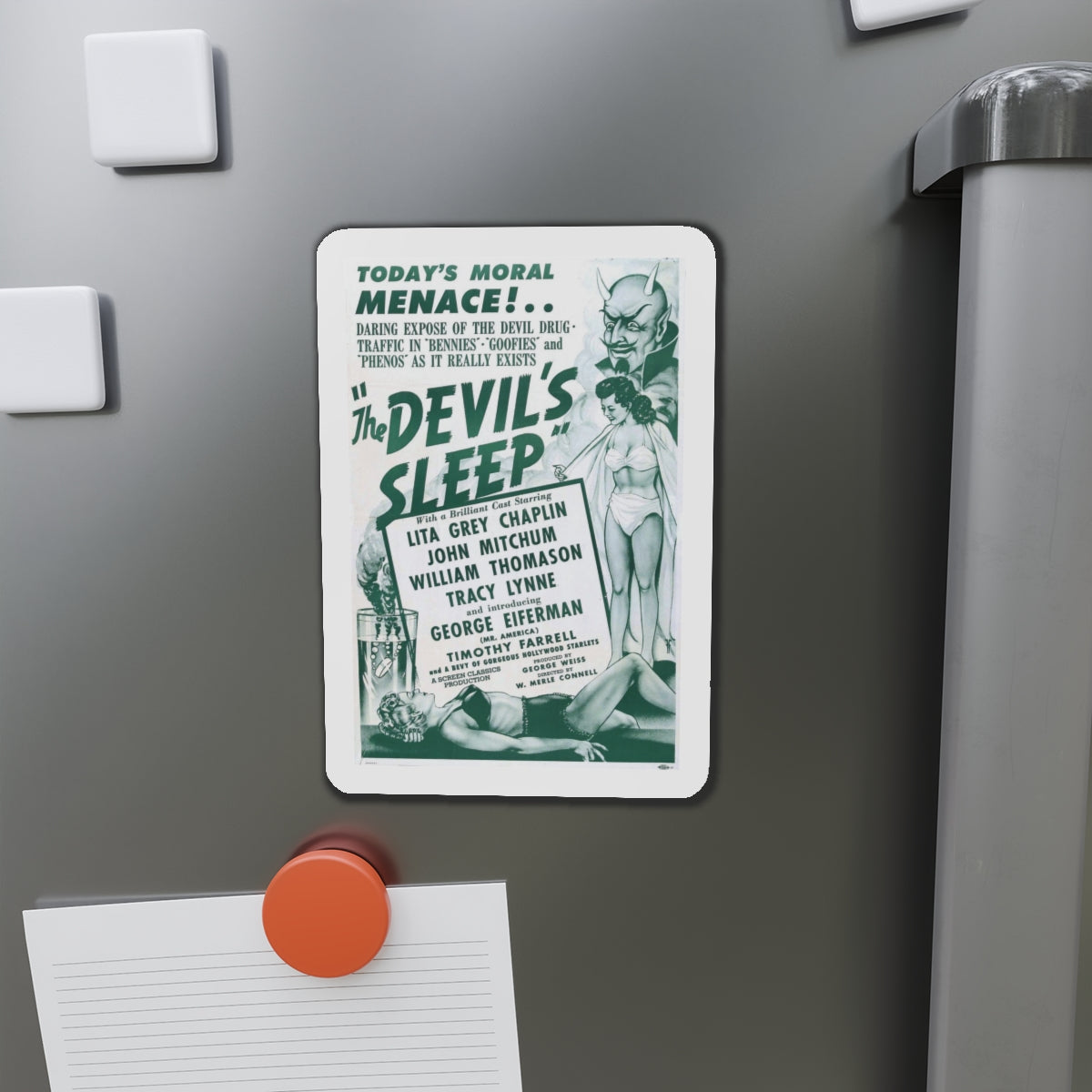 THE DEVIL'S SLEEP 1949 Movie Poster - Refrigerator Magnet-The Sticker Space