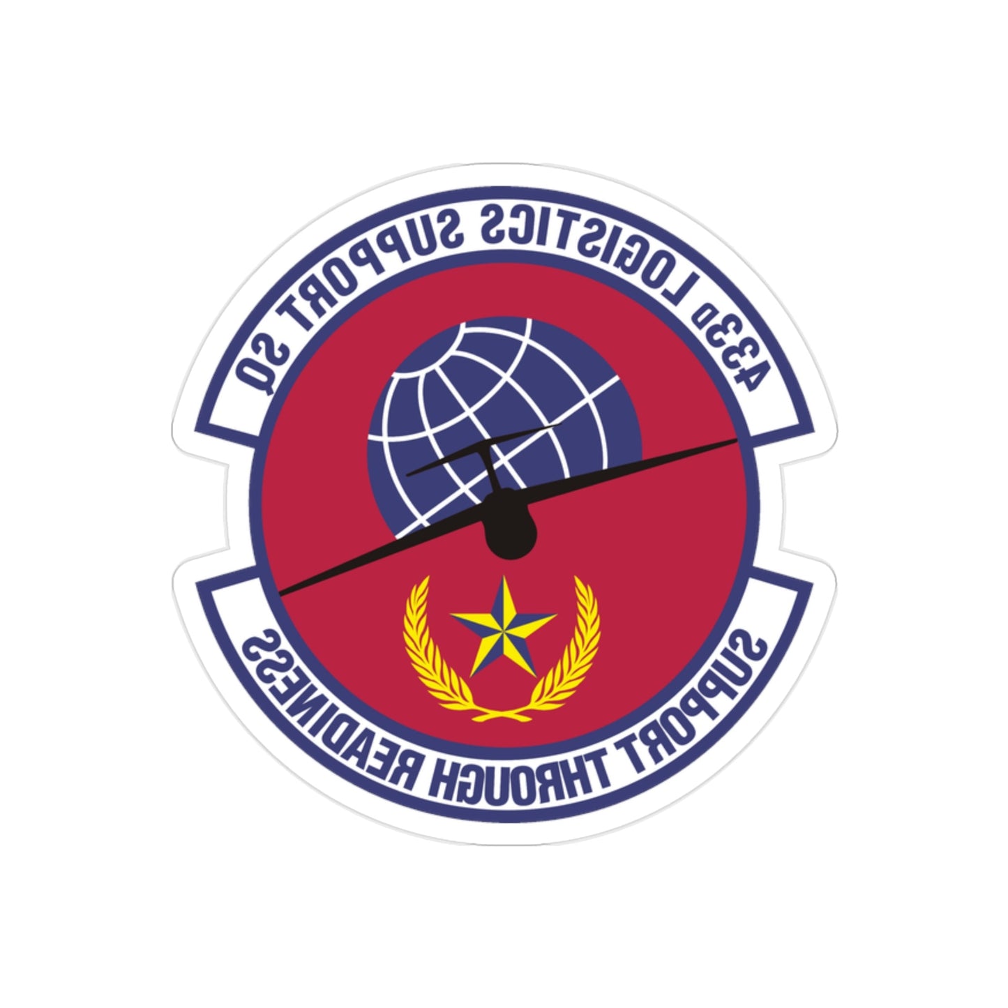 433d Logistics Support Squadron (U.S. Air Force) REVERSE PRINT Transparent STICKER-2" × 2"-The Sticker Space