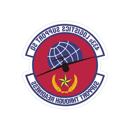 433d Logistics Support Squadron (U.S. Air Force) REVERSE PRINT Transparent STICKER-3" × 3"-The Sticker Space