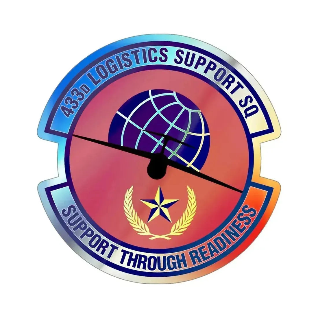 433d Logistics Support Squadron (U.S. Air Force) Holographic STICKER Die-Cut Vinyl Decal 4 Inch Holographic - The Sticker Space