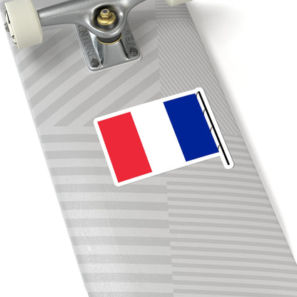 Flag of France on staff hoist right (France) STICKER Vinyl Kiss-Cut Decal