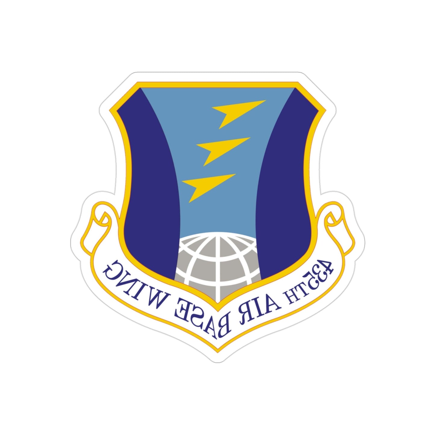 435th Air Base Wing (U.S. Air Force) REVERSE PRINT Transparent STICKER-3" × 3"-The Sticker Space