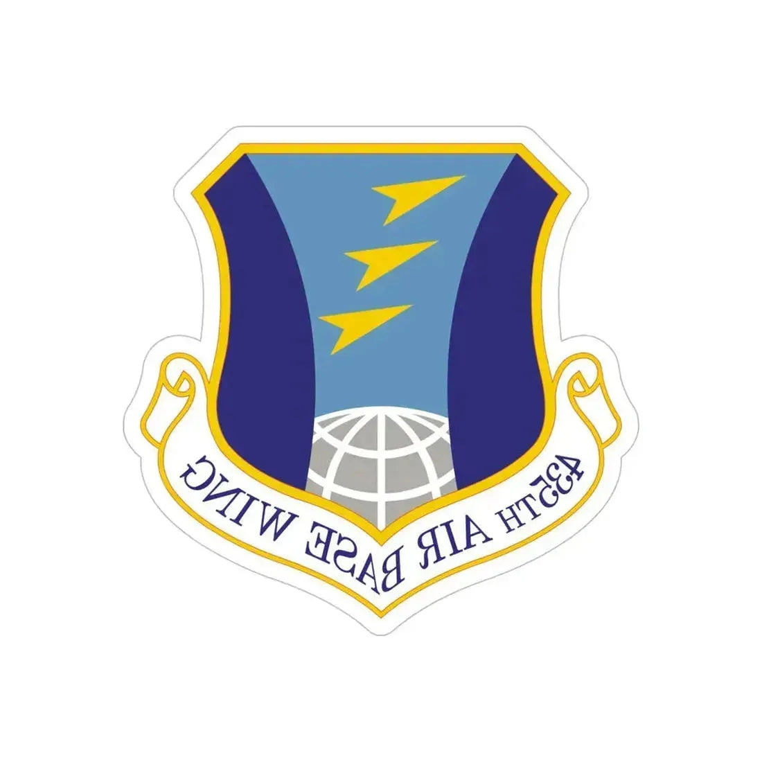 435th Air Base Wing (U.S. Air Force) REVERSE PRINT Transparent Die-Cut STICKER 5 Inch Die-Cut Transparent - The Sticker Space