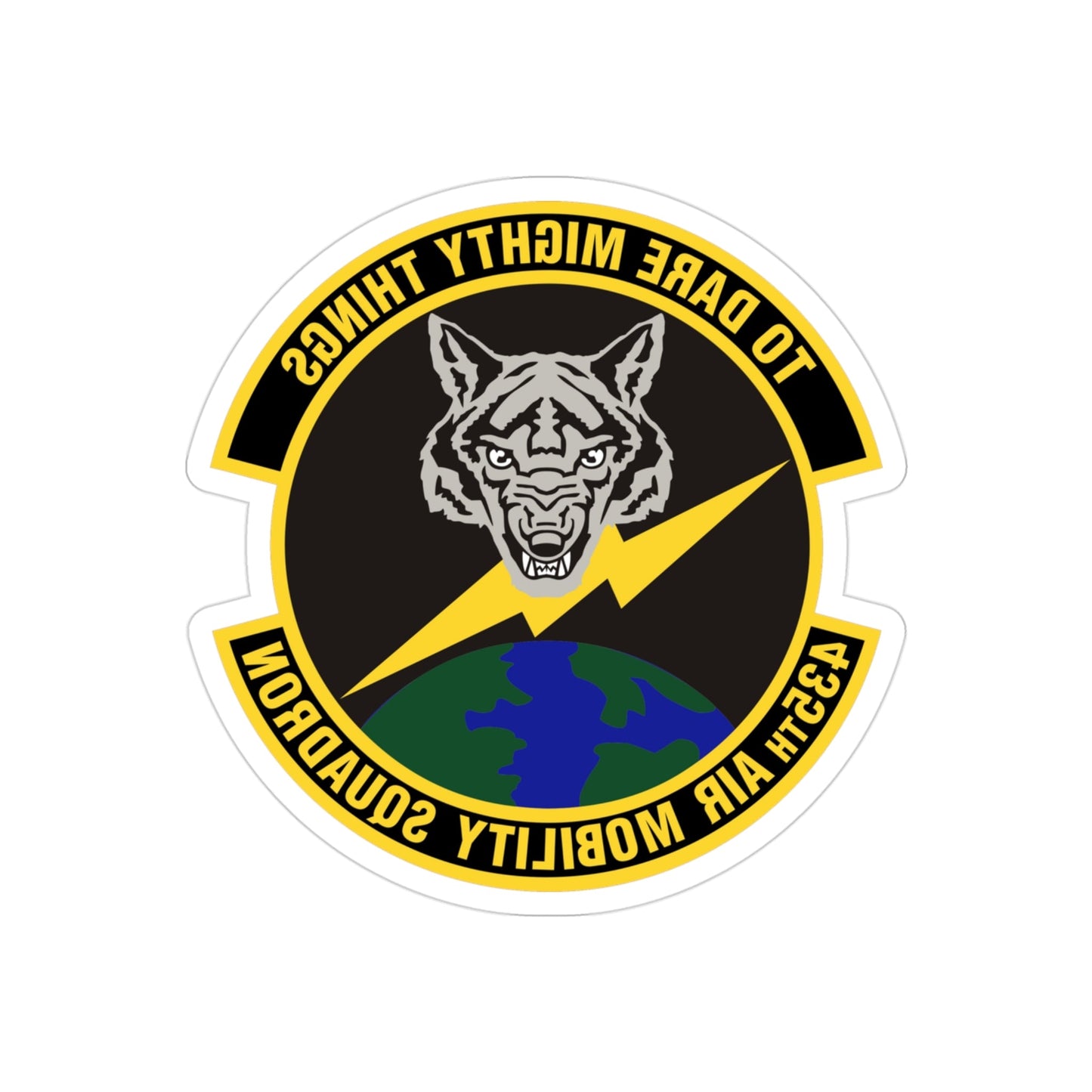 435th Air Mobility Squadron (U.S. Air Force) REVERSE PRINT Transparent STICKER-3" × 3"-The Sticker Space