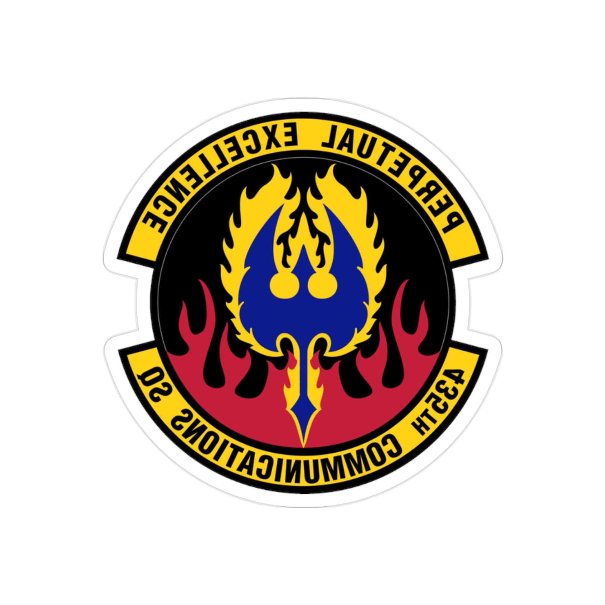 435th Communications Squadron (U.S. Air Force) REVERSE PRINT Transparent STICKER-2" × 2"-The Sticker Space