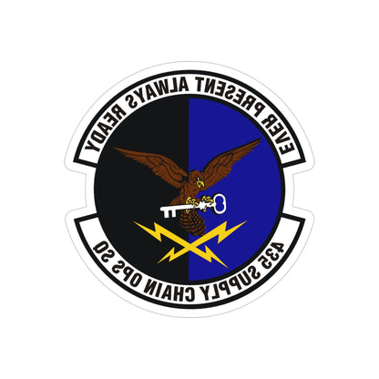 435th Supply Chain Operations Squadron (U.S. Air Force) REVERSE PRINT Transparent STICKER-4" × 4"-The Sticker Space