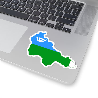 Flag-map of KhantyMansi Autonomous Okrug (Russia) STICKER Vinyl Kiss-Cut Decal