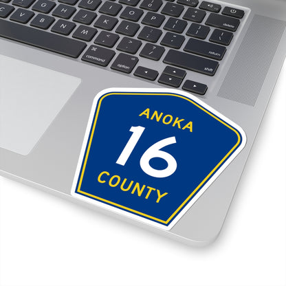 Anoka County 16 (Minnesota) (Road Sign) STICKER Vinyl Kiss-Cut Decal