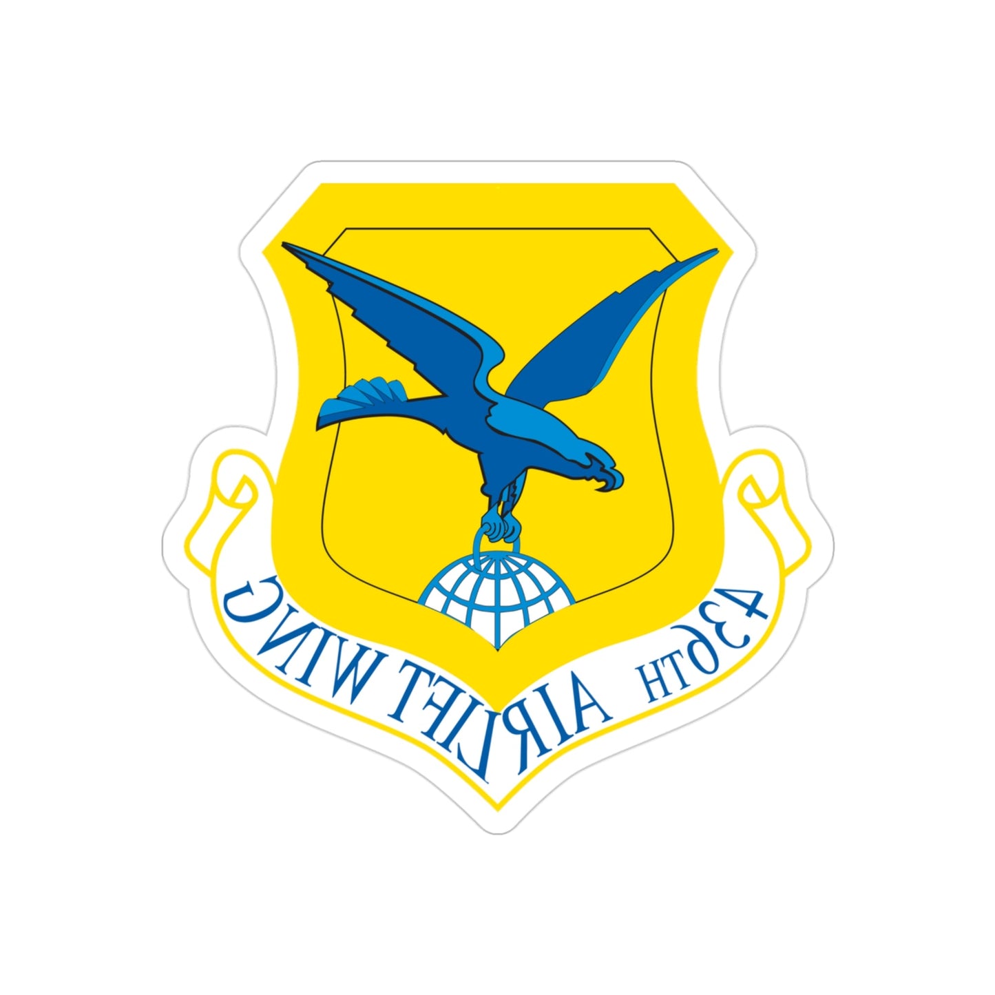 436th Airlift Wing (U.S. Air Force) REVERSE PRINT Transparent STICKER-3" × 3"-The Sticker Space