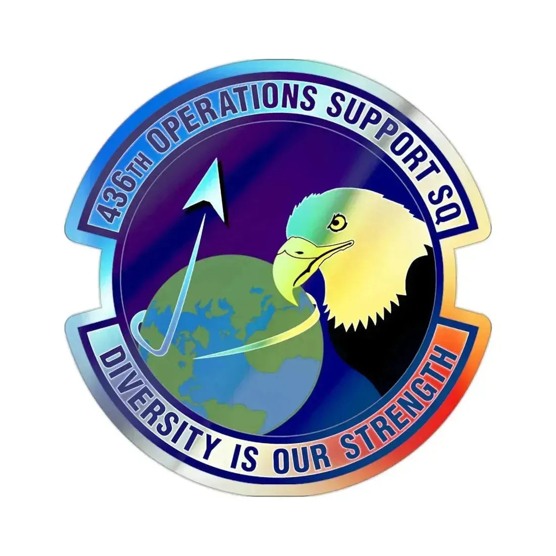 436th Operations Support Squadron (U.S. Air Force) Holographic STICKER Die-Cut Vinyl Decal 2 Inch Holographic - The Sticker Space