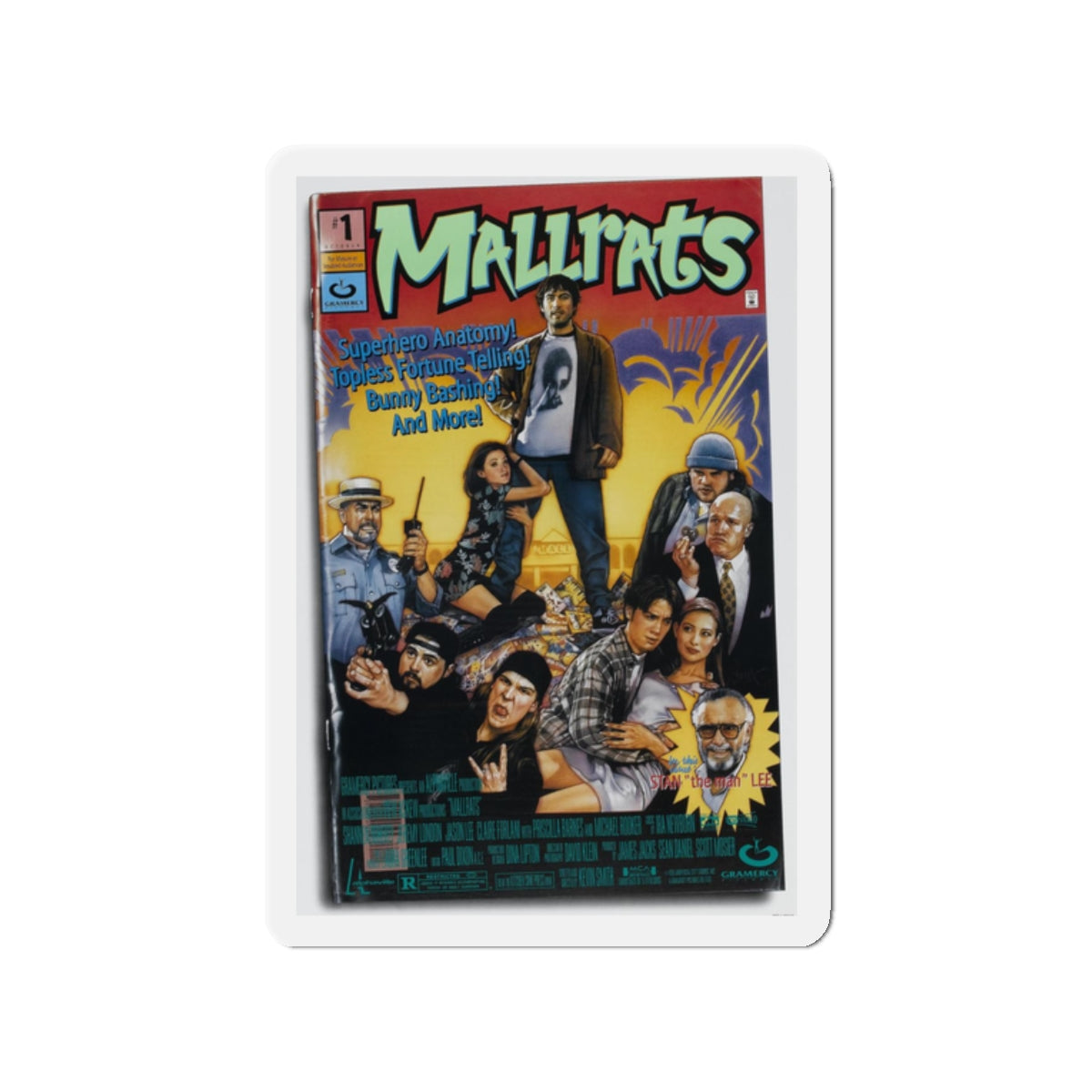 MALLRATS 1995 Movie Poster - Refrigerator Magnet-2" x 2"-Die-Cut-1 pc-The Sticker Space