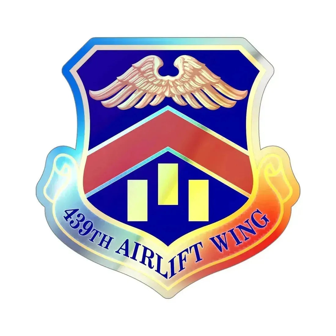 439th Airlift Wing (U.S. Air Force) Holographic STICKER Die-Cut Vinyl Decal 5 Inch Holographic - The Sticker Space