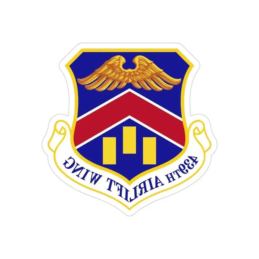 439th Airlift Wing (U.S. Air Force) REVERSE PRINT Transparent Die-Cut STICKER 4 Inch Die-Cut Transparent - The Sticker Space