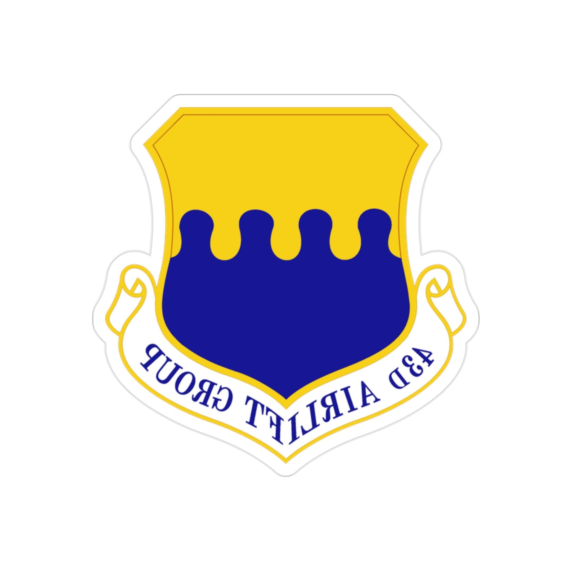 43d Airlift Group (U.S. Air Force) REVERSE PRINT Transparent STICKER-2" × 2"-The Sticker Space