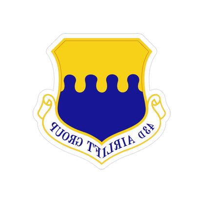 43d Airlift Group (U.S. Air Force) REVERSE PRINT Transparent STICKER-2" × 2"-The Sticker Space