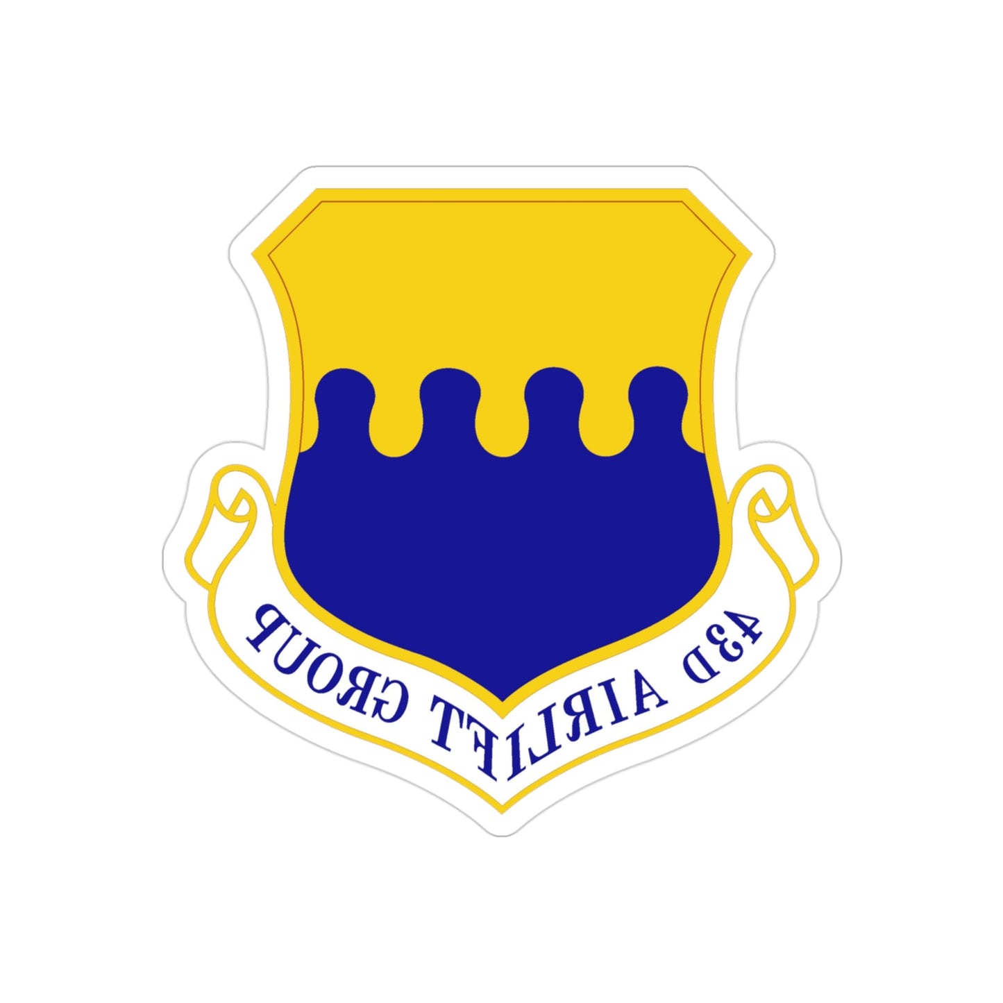 43d Airlift Group (U.S. Air Force) REVERSE PRINT Transparent STICKER-3" × 3"-The Sticker Space