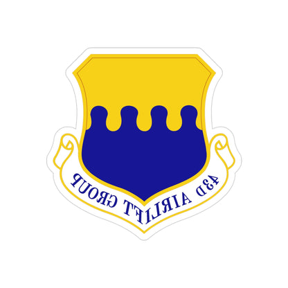 43d Airlift Group (U.S. Air Force) REVERSE PRINT Transparent STICKER-3" × 3"-The Sticker Space