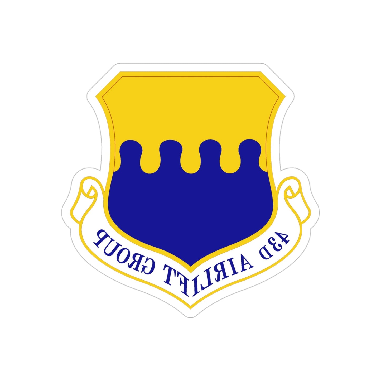 43d Airlift Group (U.S. Air Force) REVERSE PRINT Transparent STICKER-4" × 4"-The Sticker Space