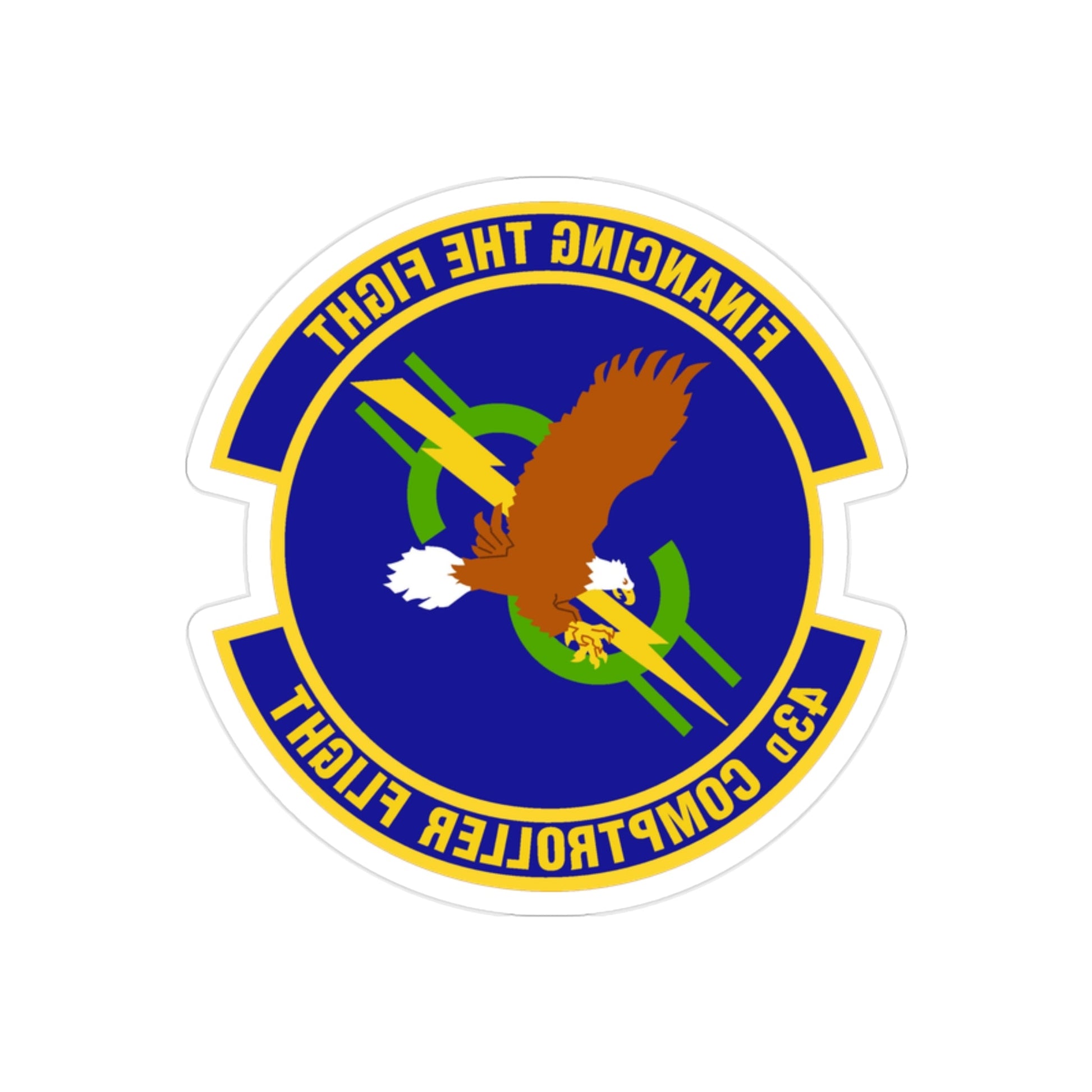 43d Comptroller Flight (U.S. Air Force) REVERSE PRINT Transparent STICKER-2" × 2"-The Sticker Space