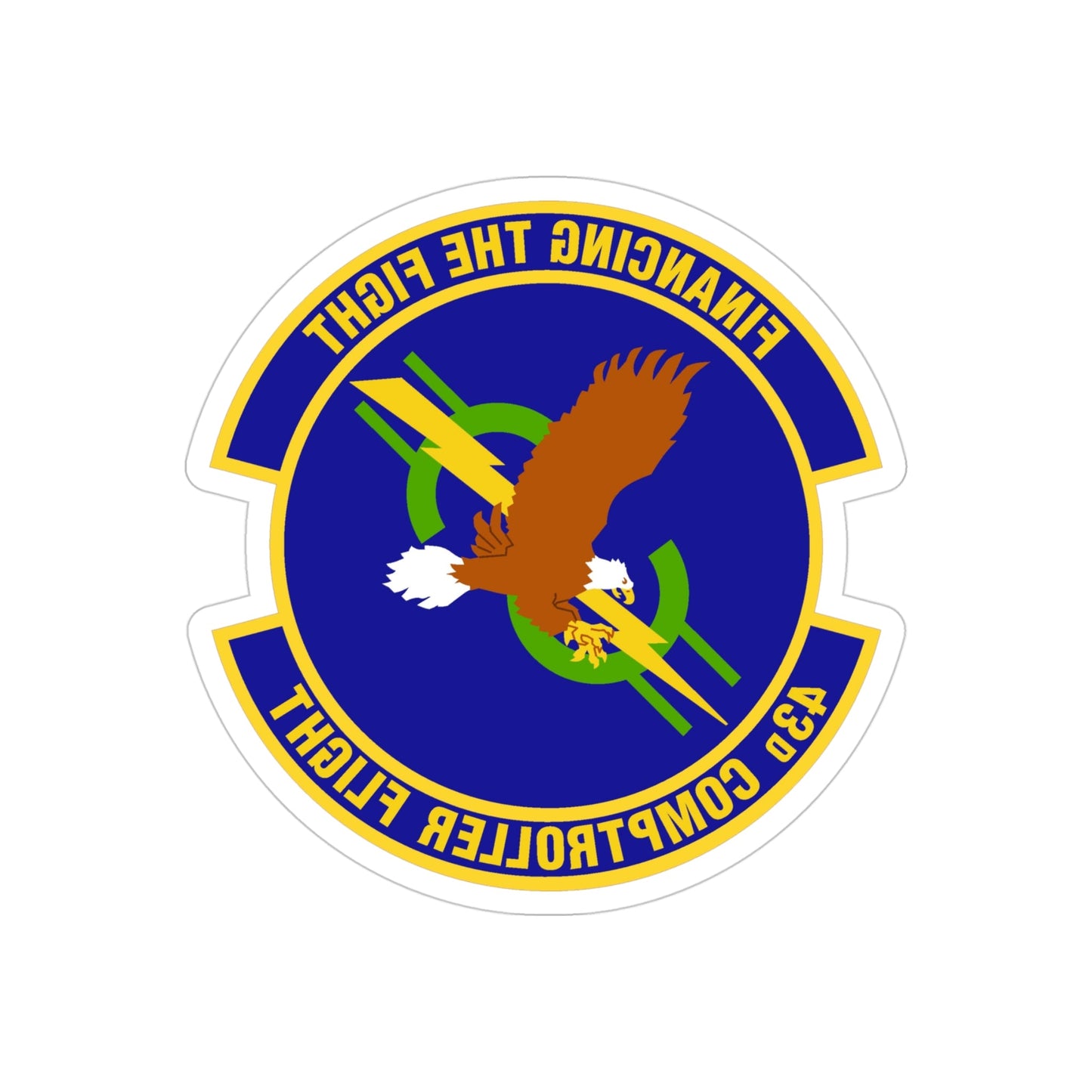 43d Comptroller Flight (U.S. Air Force) REVERSE PRINT Transparent STICKER-4" × 4"-The Sticker Space